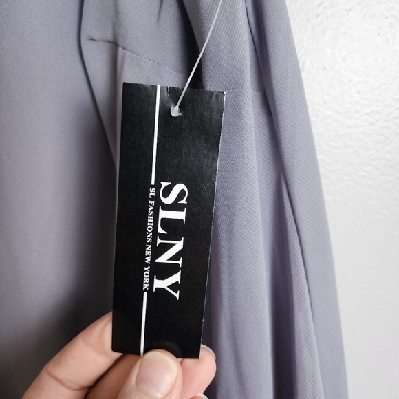 SL Fashions SLNY Women's Concrete Grey Tiered Chiffon Cocktail Dress NWT Size 10 - Picture 10 of 15